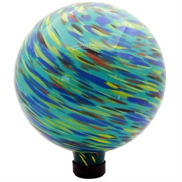 Gardener Select 10" Blue Green Swirl Planet Glass Garden Globe