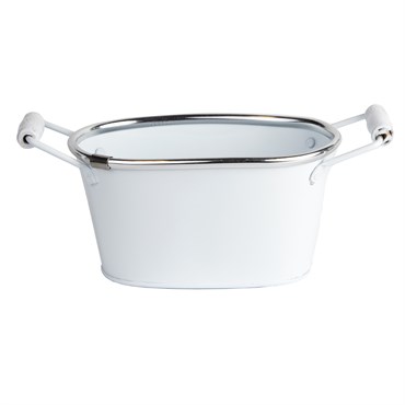 Gardener Select 6" Zinc Oval Planter with Handles White 6.1"x3.5"x3.2"