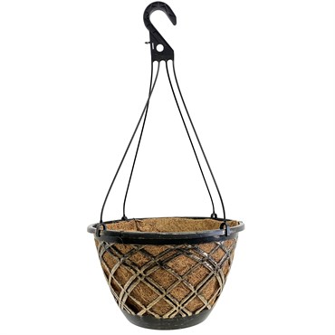 Grower Select 14.00 Cocolined Lattice Hanging Basket With Hanger, Gold, 20 per Case, 14in H x 8in H, 3 Gallon