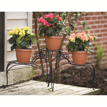 Panacea 3 Tiered Plant Stand With Finial Black
