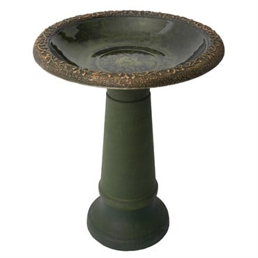 Algreen 20"x20"x20" Plastic/ Stone Composite Birdbath Green