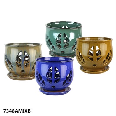 MCarr 4pc Tulip Leaf Orchid Pot Mixed Asst