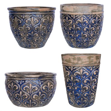 MCarr 26pc Fleur De Lis Planter Pallet Antique Blue