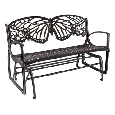 Painted Sky Glider Bench Butterfly Iron