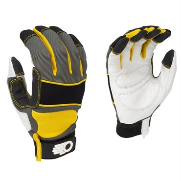 BGC Mens Performance Glove L Grey Black Yellow With White Palm