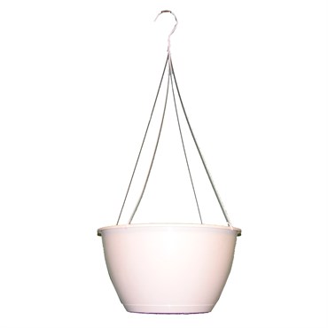 BLD 10.00 SAUCERLESS HANGING BASKET WHITE WITH 19" FLEX WIRE HANGER 50 PER CASE 36 CASES PER PALLET