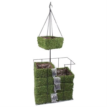 SuperMoss 12" Mossweave Square Hanging Basket Wicker Rim