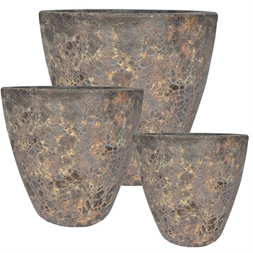 MCarr 6pc Large Round Planter Pallet Full Volcanic Brown