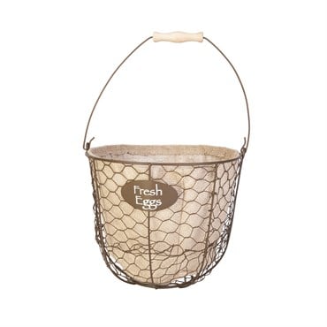 Panacea Egg Gathering Basket/Planter With Burlap Liner