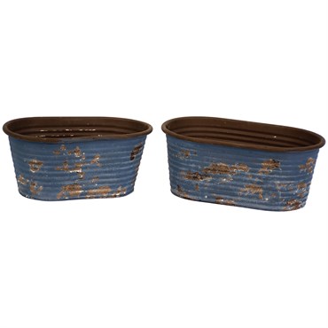 WSP Tubs Oval Set Of 2 Distressed Blue