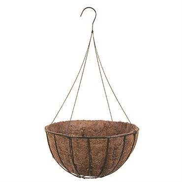 WSP 12" Wire Grow Basket With Coco Liner & 4 Leg Wire Hanger Black