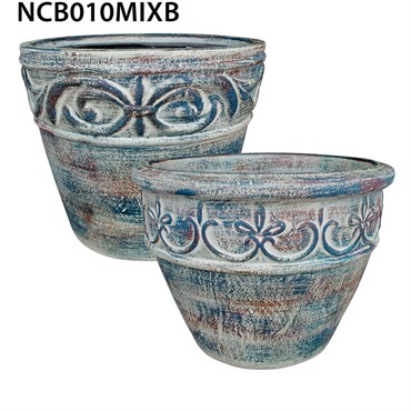 MCarr 27PC Leaf Planter Plt Blue Mexican Wash