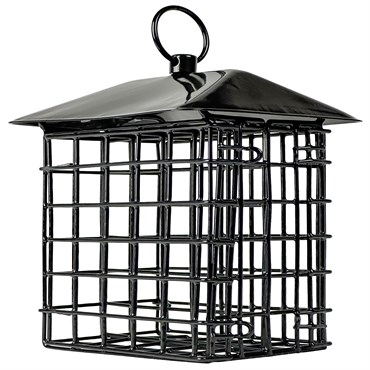 Natures Way Metal Suet Cage Bird Feeder w/ Roof 2 Cake Black
