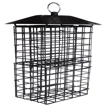 Natures Way Metal Suet Cage Bird Feeder w/ Roof 4 Cake Black
