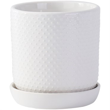 PHG 9"x9.5" Dotted Cylinder Planter Bright White 4/CS