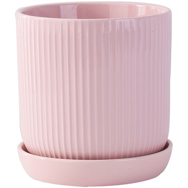 PHG 7"x7.5" Dotted Cylinder Planter Baby Pink 6/CS