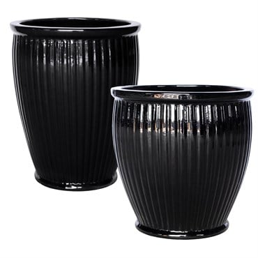 MCarr 30pc Ribbed Round Planter Pallet Glossy Black
