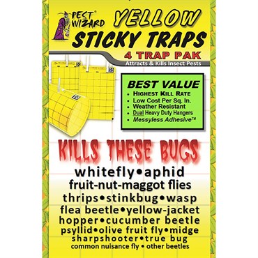 Pest Wizard 4pk Large Sticky Trap Yellow