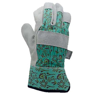 SWI Mud M/ L Womens Split Leather Palm Teal Floral