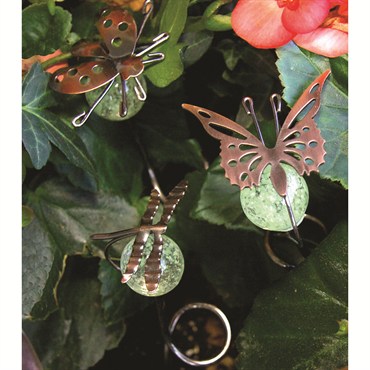 E-V 24pc Small Garden Critter Pot Sticker Display Assorted