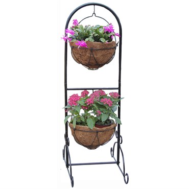 Gardener Select 42" Black 2 Basket Wire Patio Planter 4/CS