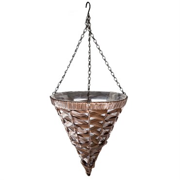 Gardener Select 12" Hanging Basket Cone Coffee Wicker 3 Strand Hanger 6/CS