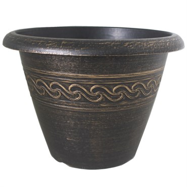 Grower Select 16.00 Wave Planter Gold Brush on Black 4.65gal 25/CS - 16in OD x 11.8in H x 8.56in BD