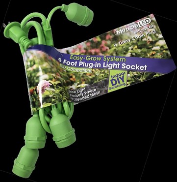 Miracle LED Easy Grow Plug-In Light Sockets, 6-Foot Length, 4 Sockets, Linkable Modular System for Expansion and Growth