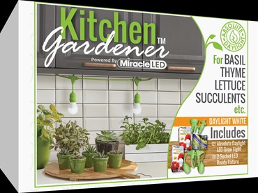 Miracle LED Kitchen Gardener LED Grow Light Kit, 3-Foot Length, with 2 Absolute Daylight Full Spectrum Grow Bulbs