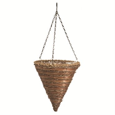 Panacea 12" Rope & Fern Cone Hanging Basket