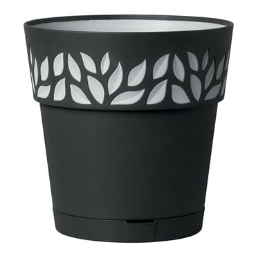 Deroma 9.8" Leaf Pot Premium Plastic Anthracite