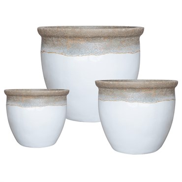 MCarr 3pc Flat Rim Round Planter Pallet Volcanic White