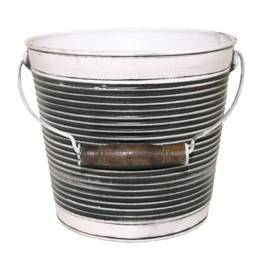 Robert Allen 10" Ribbed w/ Handle Planter Charcoal