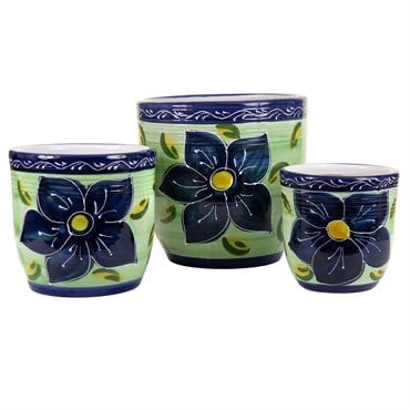 Sun Ceramica Madrid Planter Set of 3 Verde