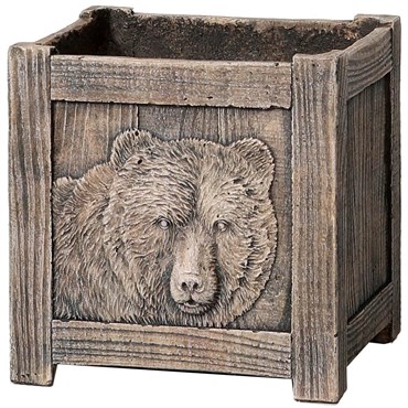 MCarr 3pc Square Bear Planter Set Wood Brown