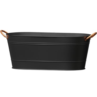 Panacea 16" Modern Farmhouse Oval Washtub Planter Matte Black