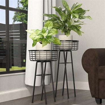 Panacea 20" Modern Farmhouse Wire Basket Plant Stand