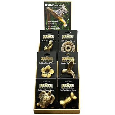 Festive 12pc Faucet Assortment - Festive Faucet Cardboard Counter Display