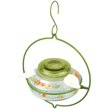 Natures Way 13oz Deco Glass Top-Fill Hummingbird Feeder Gardenia Bouquet