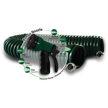 Plastair Springhose W/ Nozzle 50' Hunter Green
