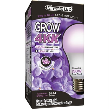 Miracle LED 4KK Grow Light - Red+Blue Spectrum LED - Replaces up to 150W - Grow Bulb for High Yield
