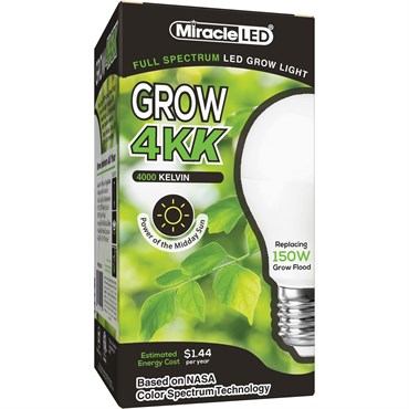 Miracle LED 4KK Grow Light - Full Spectrum LED - Replaces up to 150W - Grow Bulb for DIY Gardening