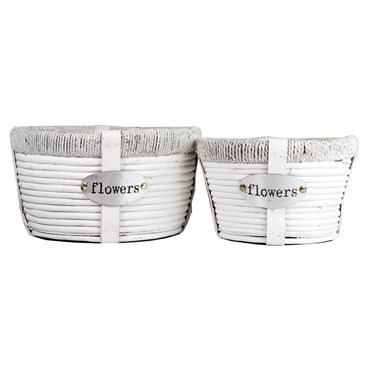 Gardener Select 2pc White Willow Flower Basket Planter 6/CS