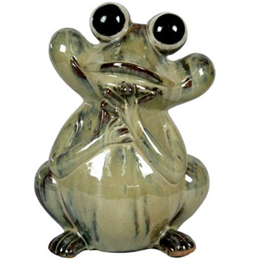 MCarr 16.5" Lg Blushing Frog Ceramic Statue Champagne