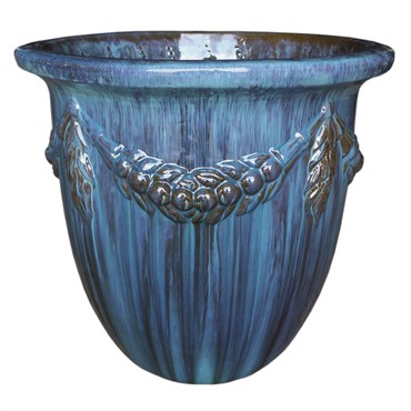 MCarr 5PC Rnd Roman Garland Flat Rim Planter Milky Blue