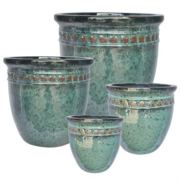 MCarr 16pc Leaf Round Planter Scrape Fall Green