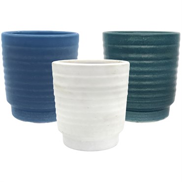 MCarr 8pc 7.1" Ribbed Planter Set Asst Colors