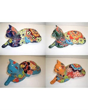 Talavera Small Cat Statue Assorted