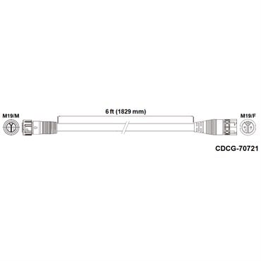 Fluence DC Extension Cable, 6' ( 1829mm ), M19 Push Lock 10/CS