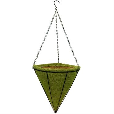 Gardener Select 12" Jute Cone Hanging Basket w/ Green Coco Liner 12/CS